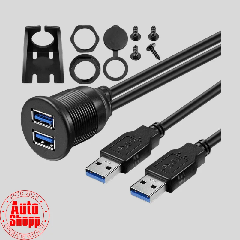 DUAL USB EXTENSION CABLE (ROUND)
